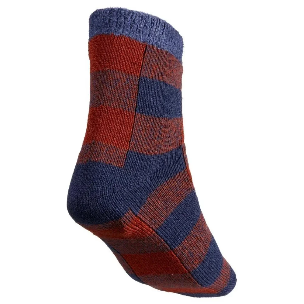 Northeast Outfitters Mens Cozy Cabin Buff Check Socks Nvy/Brwn L-8/12 NEW